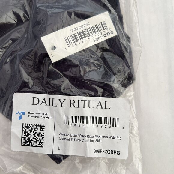 Daily Ritual Women's Navy Wide Rib Cropped T-strap Cami Top Size Large - Picture 13 of 13